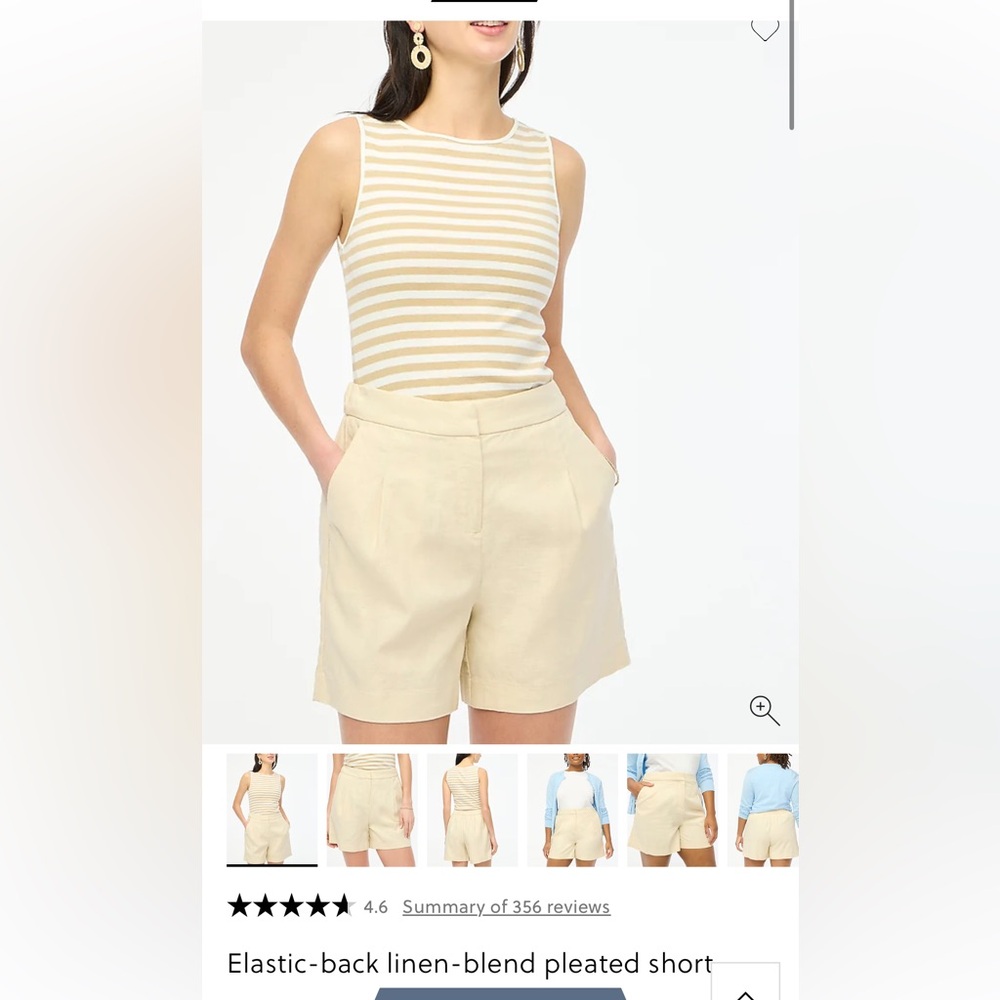 J. Crew Factory Elastic-back linen-blend pleated short size 14 - NWT